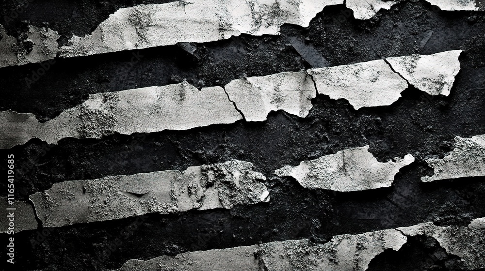Poster Dynamic Striped Background with Torn Textures and Grunge Elements