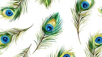 Obraz premium Painting of a peacock with blue and green feathers