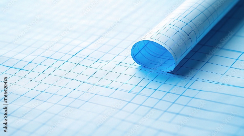 Poster blank blueprint paper sheet with grid lines for design projects
