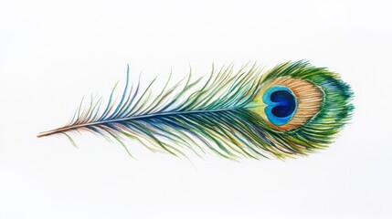 Obraz premium Stunning Peacock Feather Watercolor Art: Vibrant Display of Nature's Beauty