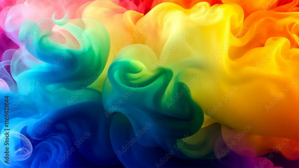 Aufkleber vibrant abstract rainbow colors swirl in colorful smoke, creating fluid and artistic background that