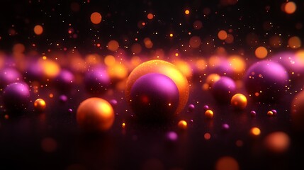 Glowing Purple and Orange Spheres Abstract Background