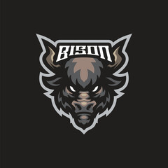 Bison mascot logo design with modern illustration concept style for badge, emblem and t shirt printing. Bison head illustration.
