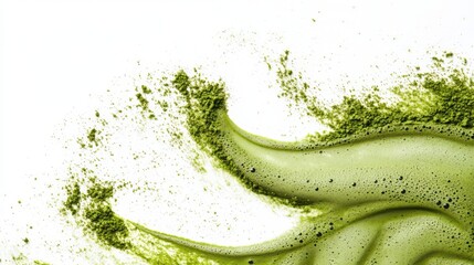 Matcha Powder and Foam: Vibrant Green Drink Abstract
