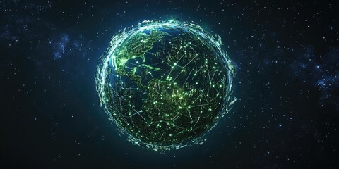 Obraz premium A stunning view of a blue planet from space, with a starry backdrop.