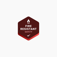 Simple Fire Resistant label design element vector. Fire protection. Vector fire shield. Vector shield icon. Security vector icon. Protection icon. Fire resistant vector icon. Flame sign.