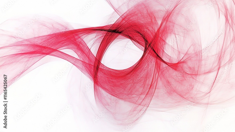 Poster dynamic red curved lines forming an abstract energetic pattern