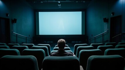 Empty cinema screen with audience.