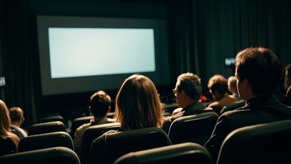 Empty cinema screen with audience.