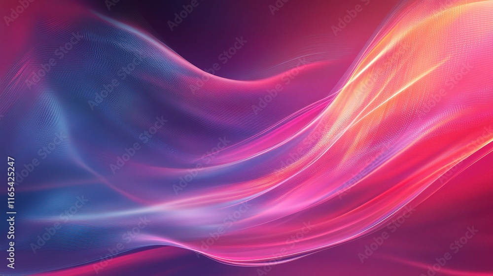 Aufkleber Dynamic Abstract Technology Background with Colorful Lines and Waves