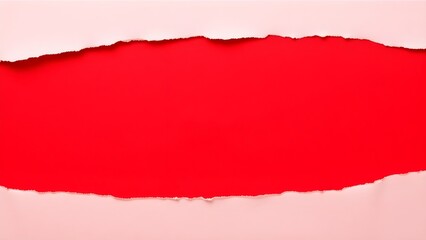 Torn red Paper Edge With Ragged Hole black and white Space for Creative Backgrounds or Design, Isolated Overlay, Red Header, and Realistic Ripped Effect on White Background