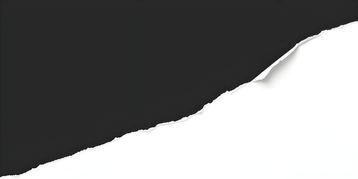 Torn white Paper Edge With Ragged Hole black Space for Creative Backgrounds or Design, Isolated Overlay, Red Header, and Realistic Ripped Effect on White Background