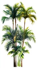 Watercolor Palm Trees: Lush Tropical Paradise, Detailed Botanical Illustration for Home Decor