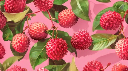 lychee berry seamless pattern wallpaper
