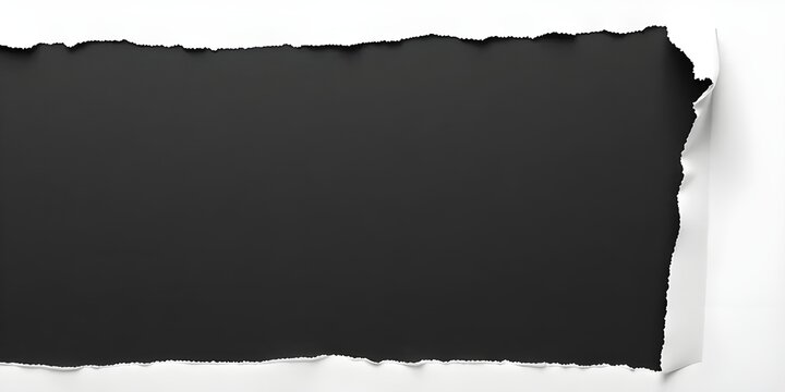 Torn white Paper Edge With Ragged Hole black Space for Creative Backgrounds or Design, Isolated Overlay, Red Header, and Realistic Ripped Effect on White Background