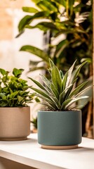 Obraz premium Indoor Plants in Ceramic Pots Home Decor Houseplants Greenery