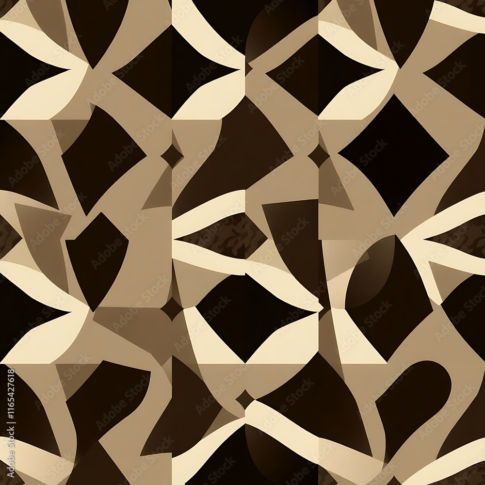 Poster abstract geometric pattern in warm tones: a mesmerizing, seamless pattern of interlocking geometric 