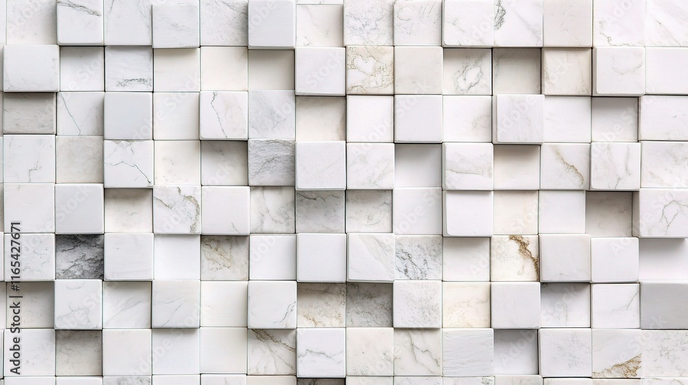 Poster abstract random shifted white cubes on block background