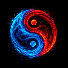 Dynamic Symbol of Balance: Exploring the Serene Interplay of Blue and Red in the Yin Yang Motif