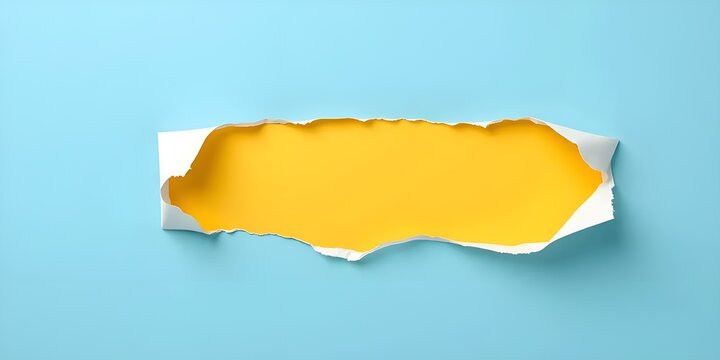 Torn blue Paper Edge With Ragged Hole yellow Space for Creative Backgrounds or Design, Isolated Overlay, Red Header, and Realistic Ripped Effect on White Background