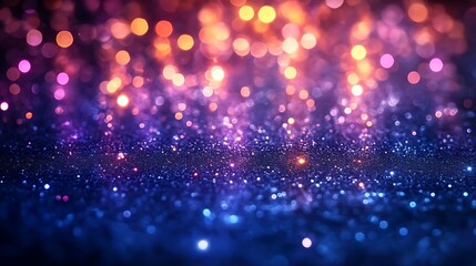 Abstract Glittering Background With Blue Purple And Orange Lights