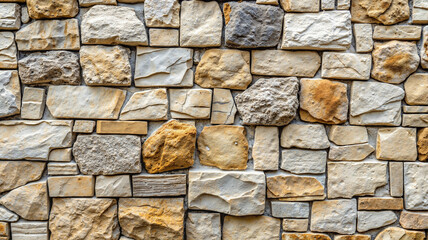 Fototapeta premium Stone wall with varying shades of grey and beige