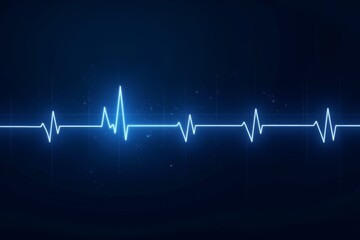 Blue Heartbeat Line on Dark Background with Pulse Visualization