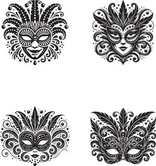 Carnival Mask Silhouettes - Elegant and Decorative Mask Designs