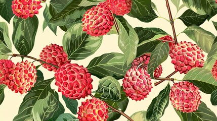 lychee berry seamless pattern wallpaper