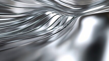 Smooth Reflective Silver Metal Texture with Wavy Patterns