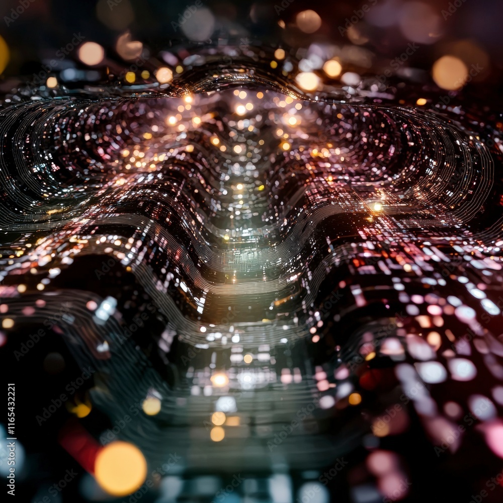 Poster abstract digital wave futuristic tech background cyberspace network data flow ai glo