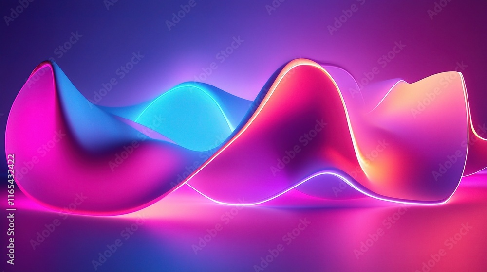 Aufkleber abstract 3d geometric shapes with colorful glow on background