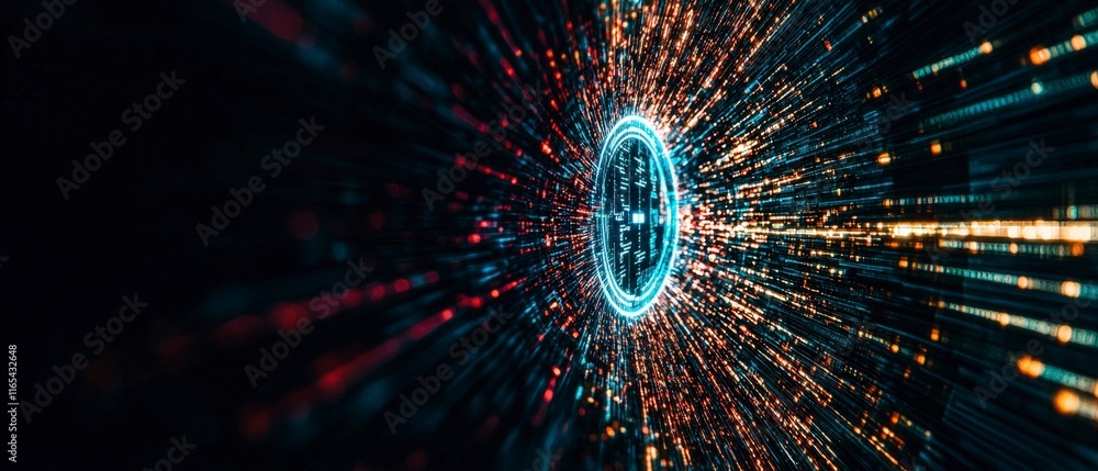 Aufkleber futuristic digital data stream abstract cyber technology background