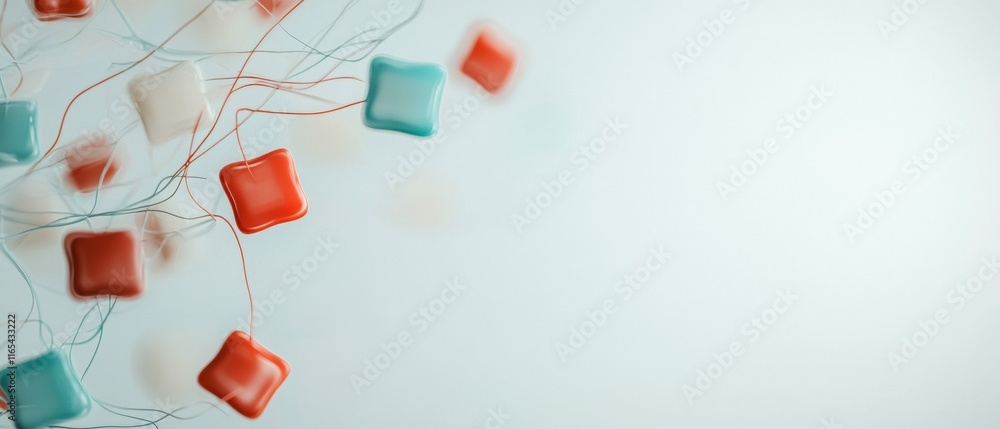 Poster Abstract Geometric Design  Colorful Network  Connected Squares  Technology Background