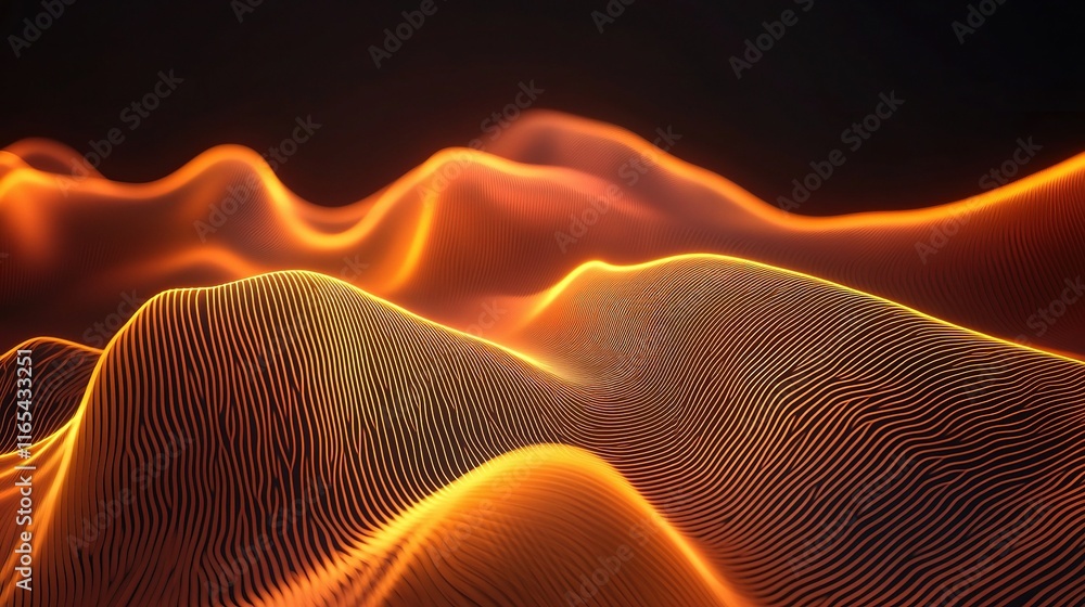 Poster dynamic abstract orange background with colorful waves and lines