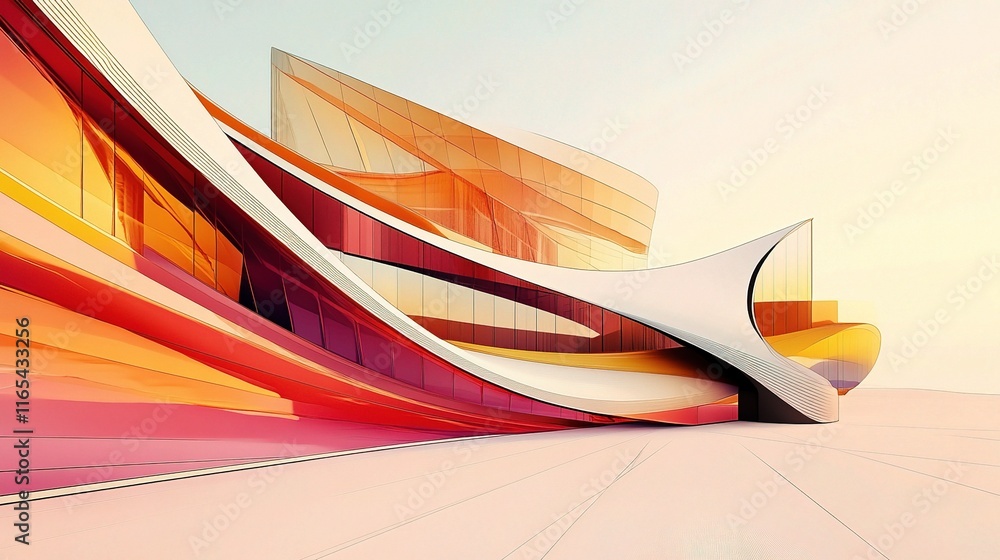 Poster abstract modern architecture with dynamic lines and shapes