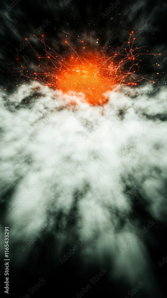 Poster abstract technology background data transfer cyber attack network global digital inn