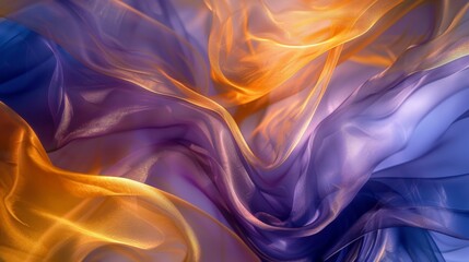 Obraz premium Smooth elegant orange and purple fabric flowing like waves creating an abstract wallpaper