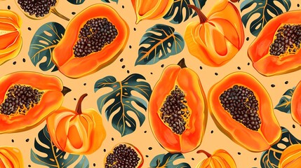 papaya seamless pattern wallpaper