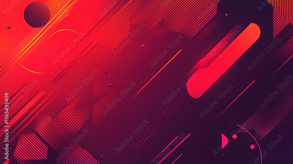 Aufkleber dynamic red banner with geometric shapes and gradients effect