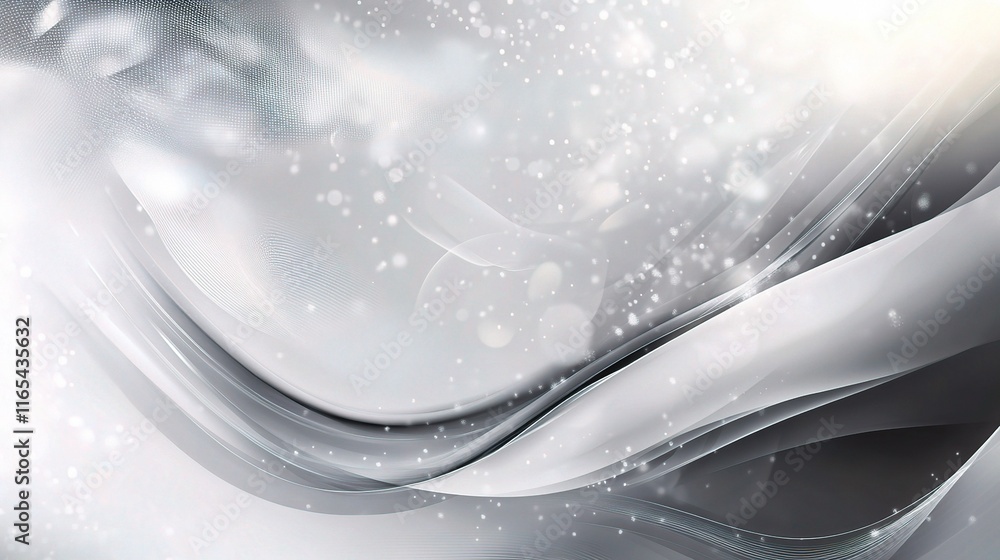 Poster Abstract Grey and White Background with Colorful Dynamic Waves