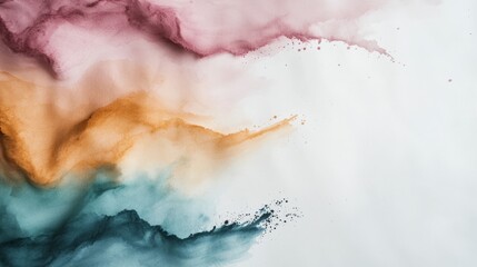 Abstract Watercolor Background  Dusty Rose  Gold  Teal Splashes   Texture