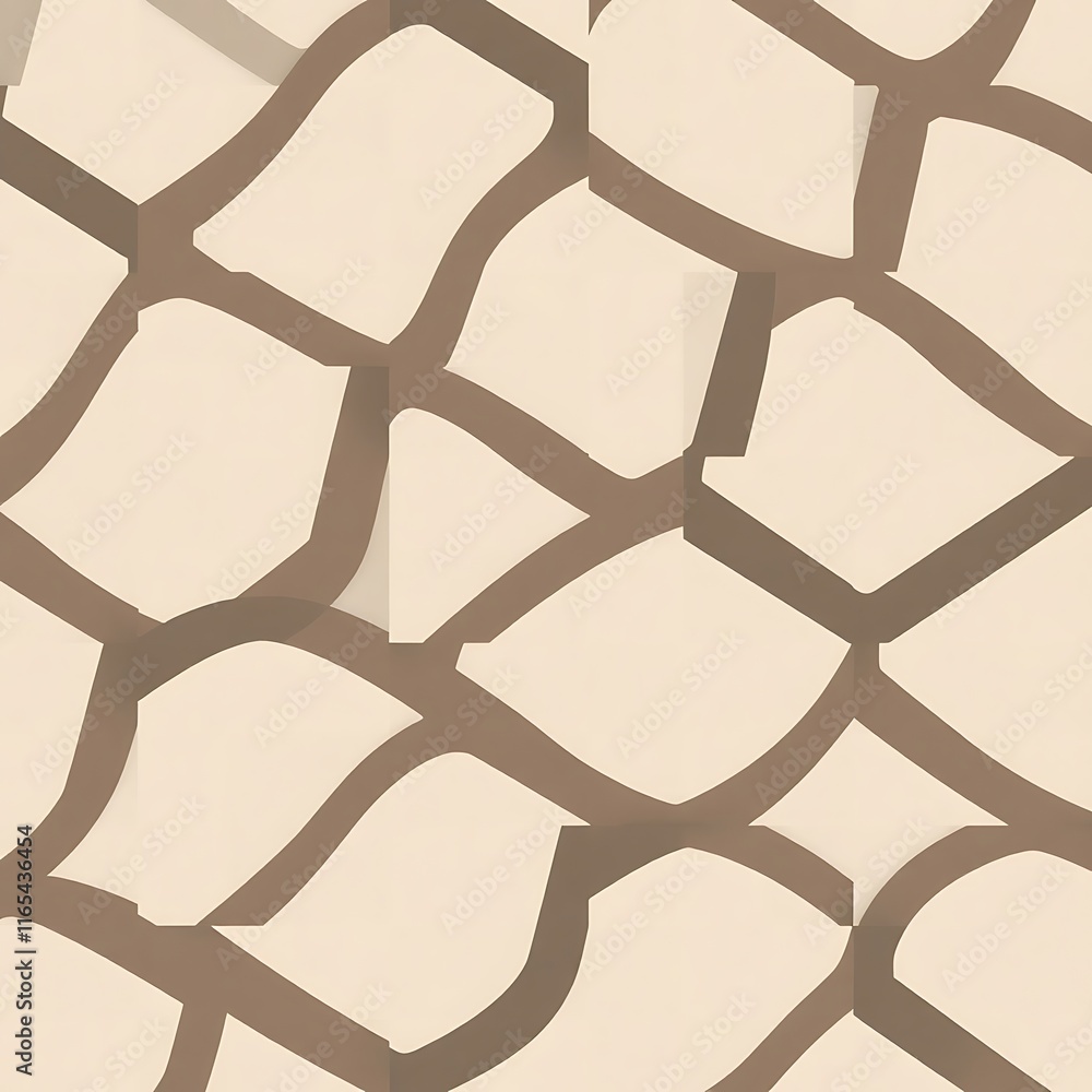 Aufkleber abstract stone pattern: a seamless pattern of abstract brown lines on a beige background resembles n