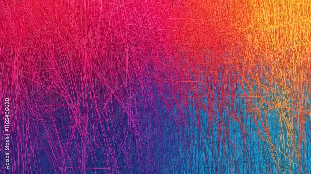 Poster colorful intersecting lines on a vibrant linear backdrop design