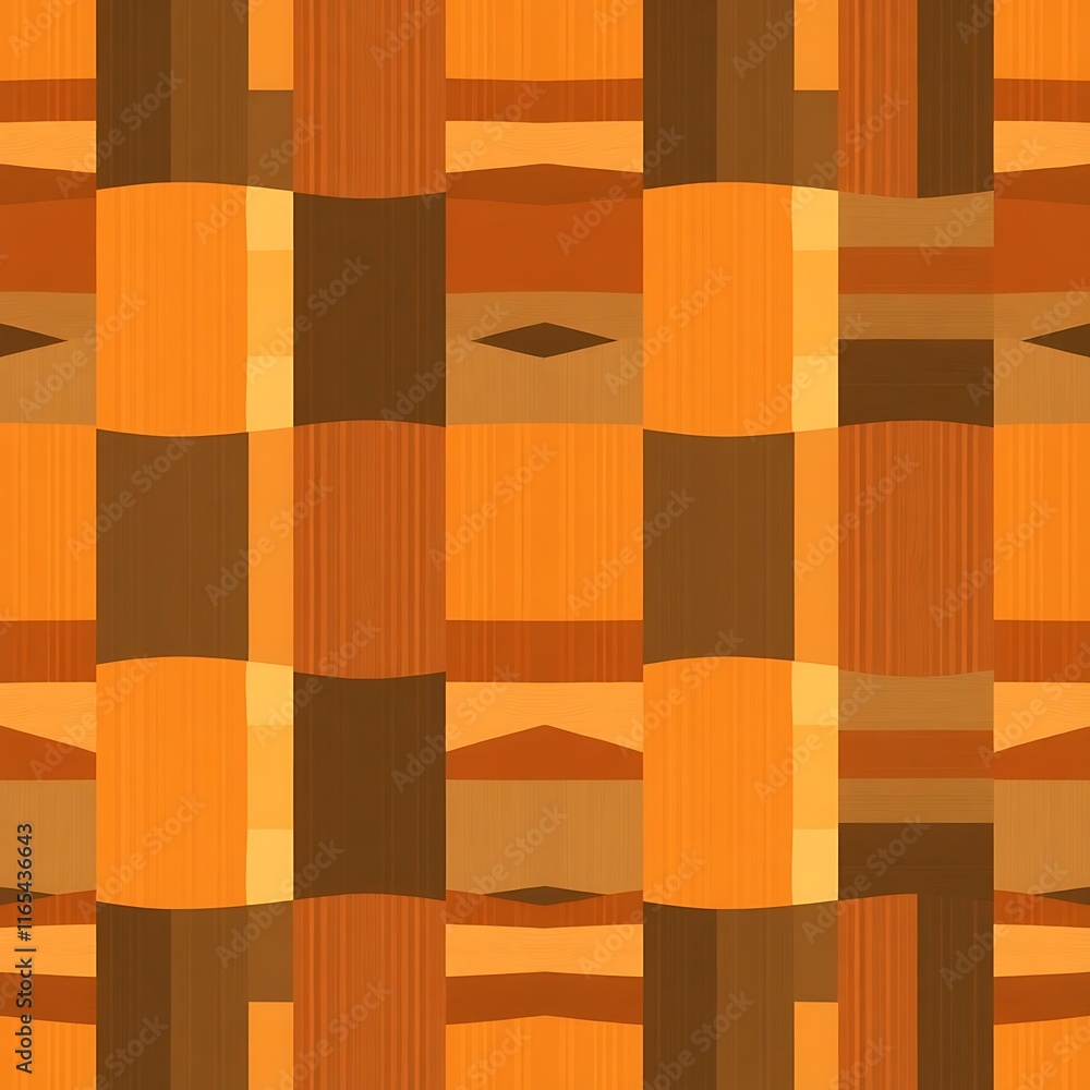 Poster abstract geometric pattern: an intricate and vibrant pattern in hues of orange and brown, seamlessly