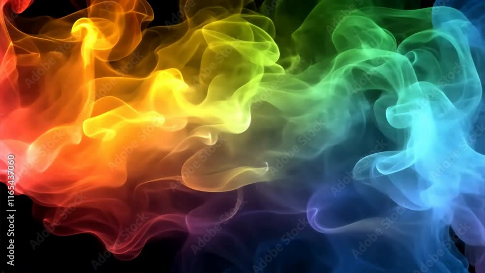 Poster colorful smoke swirls vibrant rainbow abstract background with fluid movement and dynamic design evo