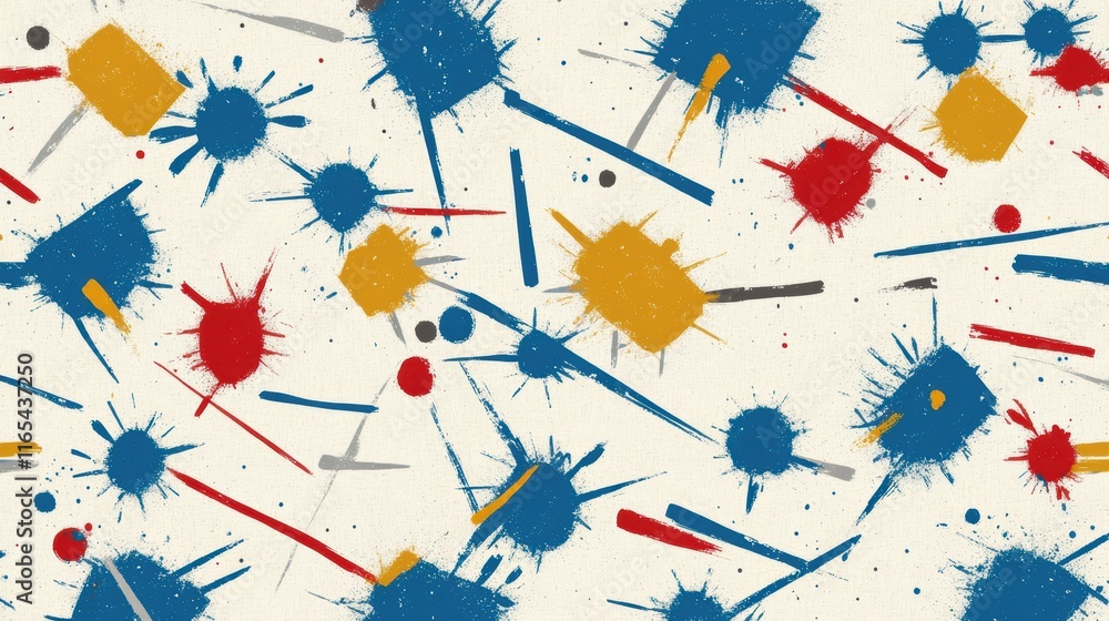 Poster colorful paint slashes and dynamic brush strokes pattern on artistic background