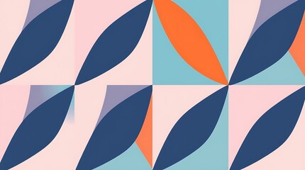 Fototapeta premium Abstract Geometric Pattern: A captivating blend of vibrant colors and geometric shapes creates a dynamic and modern design. This abstract pattern features a captivating interplay of navy, coral.