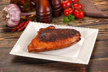 Roasted duck breast in cherry