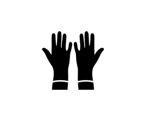 Obraz premium Black rubber gloves for cleaning icon. Latex gloves as a symbol of protection against viruses and bacteria illustration on transparent background PNG. 